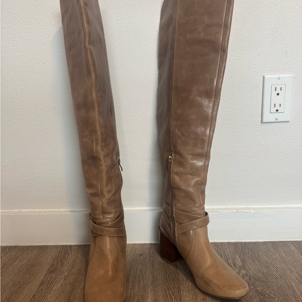 Anthropologie Taupe Heeled Boots